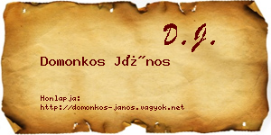 Domonkos János névjegykártya